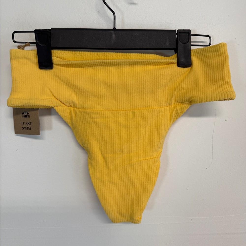 Free People x Toast Swim Ribbed Banded Waist Bikini Bottom in Sunset Rib Size S - Picture 2 of 4
